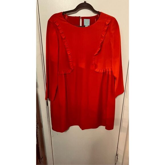 CeCe Cynthia Steffe Carly-L Red Ruffle Front Dress Size 8 Petite - Picture 1 of 10